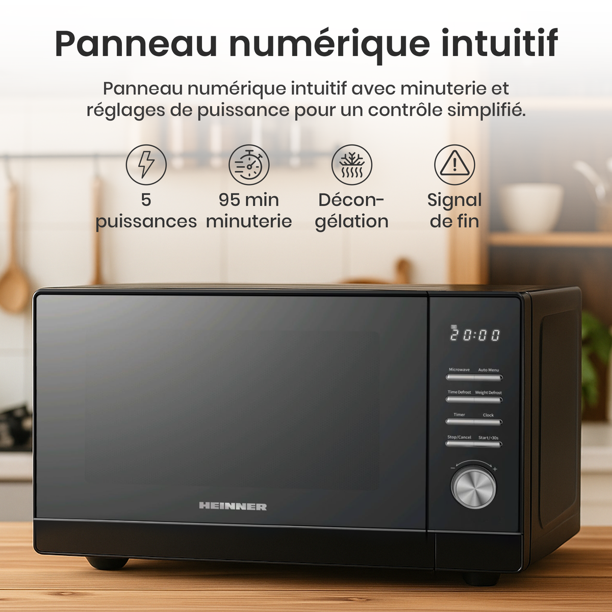 Heinner Microwave HMW-MD25DMRBK – 25 litres – 800 W – 8 automatic programmes – black – image 5