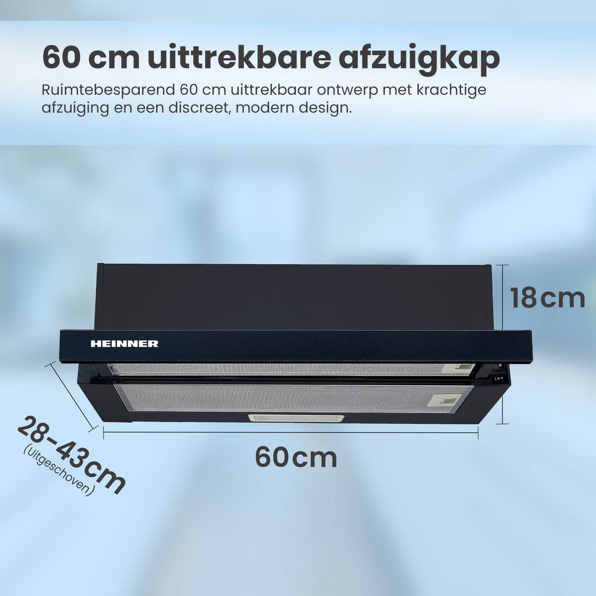 Heinner HTCH-440GBK afzuigkap – energielabel C – zwart – foto 4