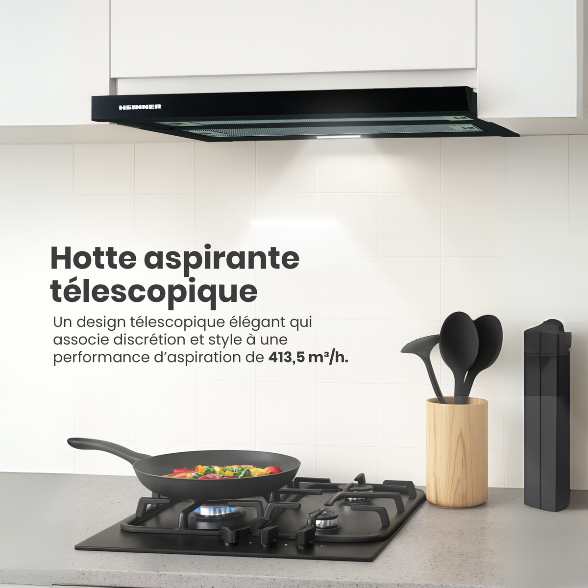 Heinner HTCH-490GBK afzuigkap – energielabel C – zwart – foto 2
