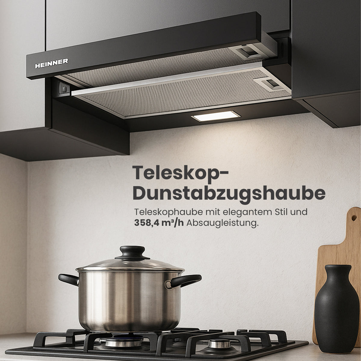 Heinner HTCH-F400BK afzuigkap – energielabel B – zwart – foto 2