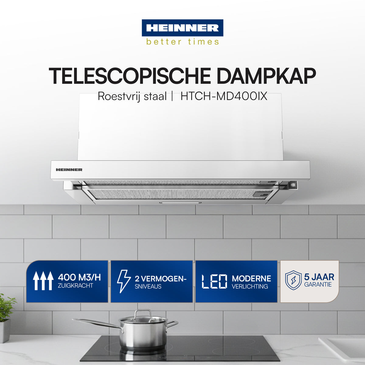 Heinner HTCH-MD400IX afzuigkap – energielabel B – inox – foto 2