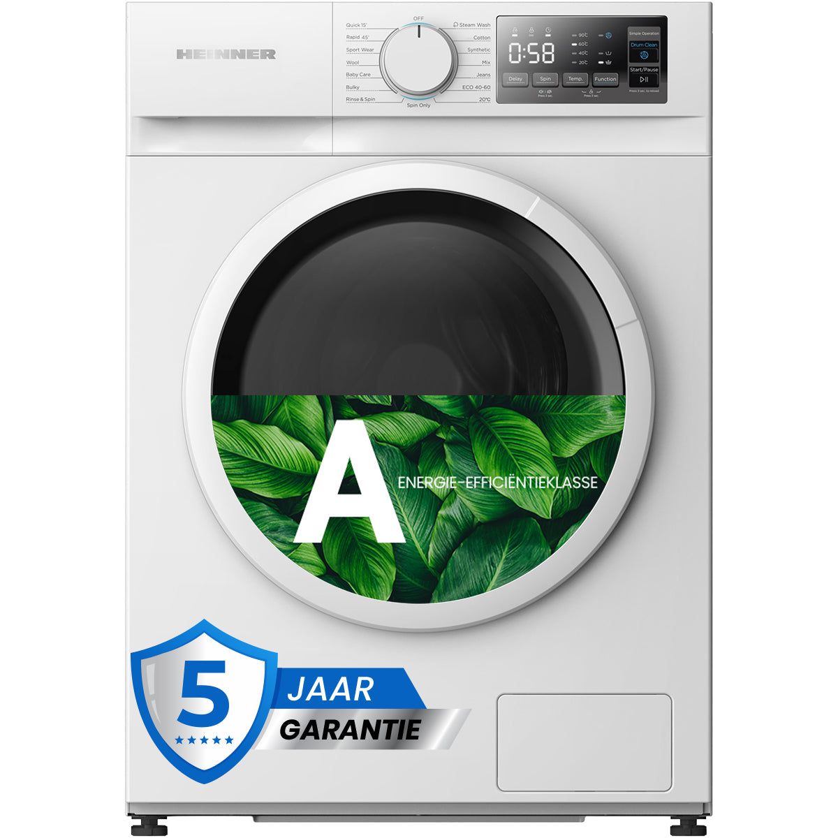 Wasmachine Heinner HWM-M914IVNA – 9 kg – 1400 toeren – 15 wasprogramma’s – energielabel A – foto 1
