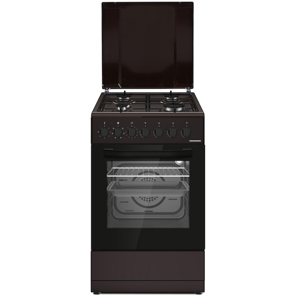 Heinner HFSC-S60LITGC-BRW Gasfornuis – 4 Branders – Elektrische Oven – Grill