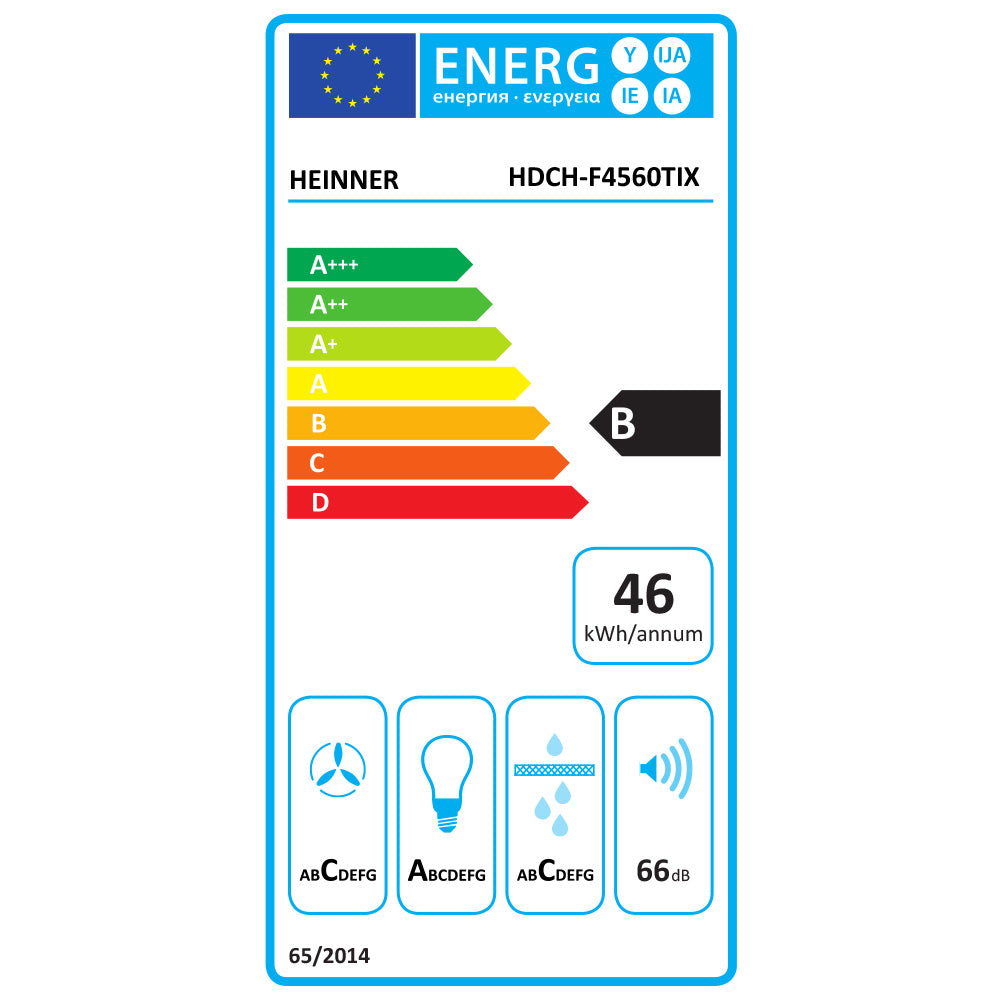 Heinner HDCH-F4560TIX Afzuigkap 60 cm – 3 Snelheden – Touch