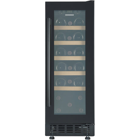Heinner wijnkoelkast HRV-ABI56DRL20 met glazen deur, zwart frame, houten leggers en digitaal display voor 20 flessen wij