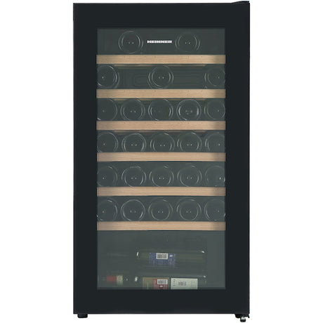Cave à vin Heinner HRV-A85DRL34 – 85 litres – 34 bouteilles – clayettes en bois – photo du produit
