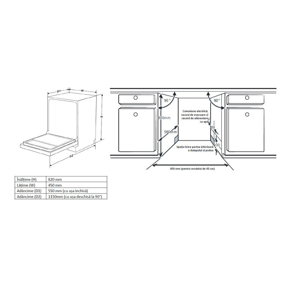 Heinner HDW‑BIM45510E++ Vaatwasser – 14 Couverts – AquaStop