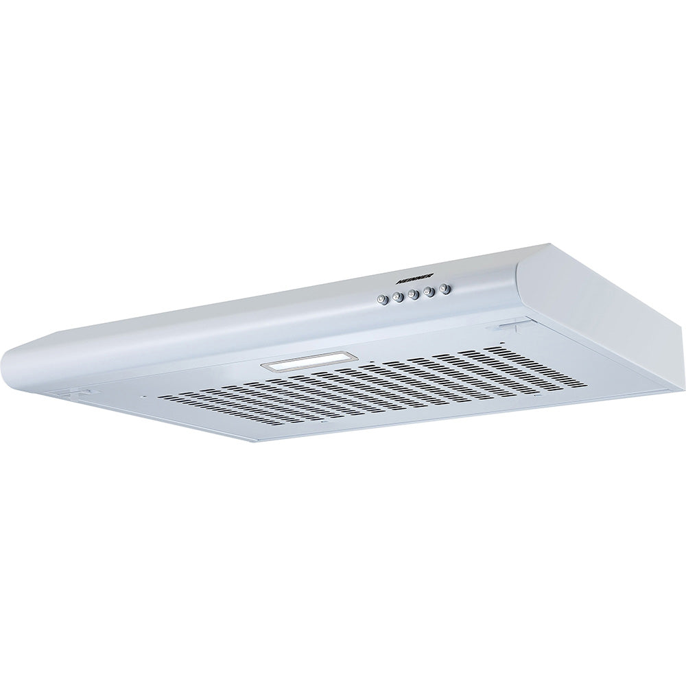 Heinner CH-201WH onderbouw afzuigkap 60 cm wit, zijaanzicht met rechthoekige vorm en ventilatierooster