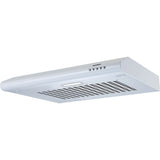 Heinner CH-201WH onderbouw afzuigkap 60 cm wit, zijaanzicht met rechthoekige vorm en ventilatierooster