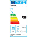 Energielabel EU voor Heinner HBO-M7210GCDRC-GIX oven met A+ classificatie en verbruik 1,10 kWh per cyclus