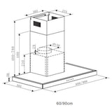 Heinner DCH-6590TIX Wandschouw Afzuigkap 90 cm – 3 Snelheden – Touch
