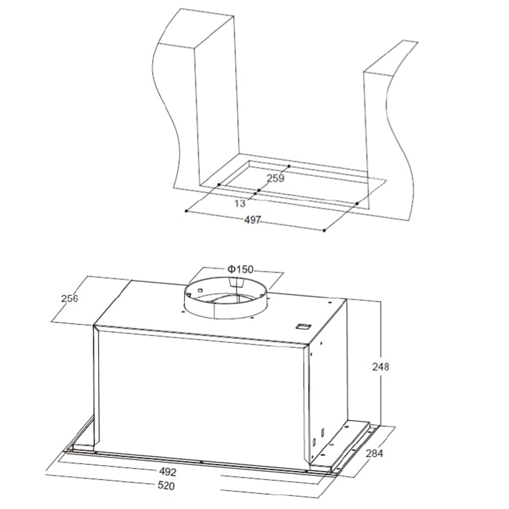 Heinner HBIH-MD600BK Inbouw Afzuigkap 52 cm – 3 Snelheden