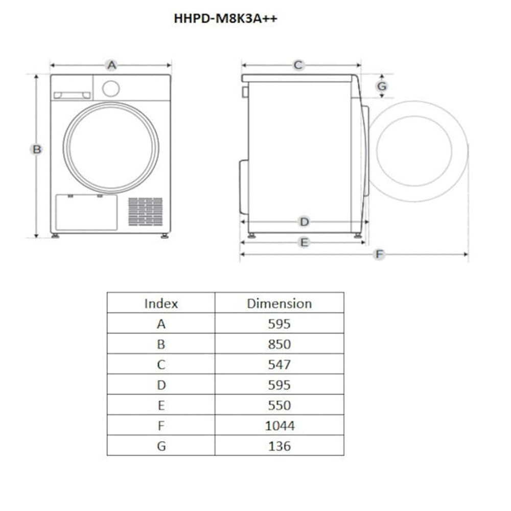 Heinner HHPD-M8K3A++ Warmtepompdroger – 8 kg – Anti-Kreuk