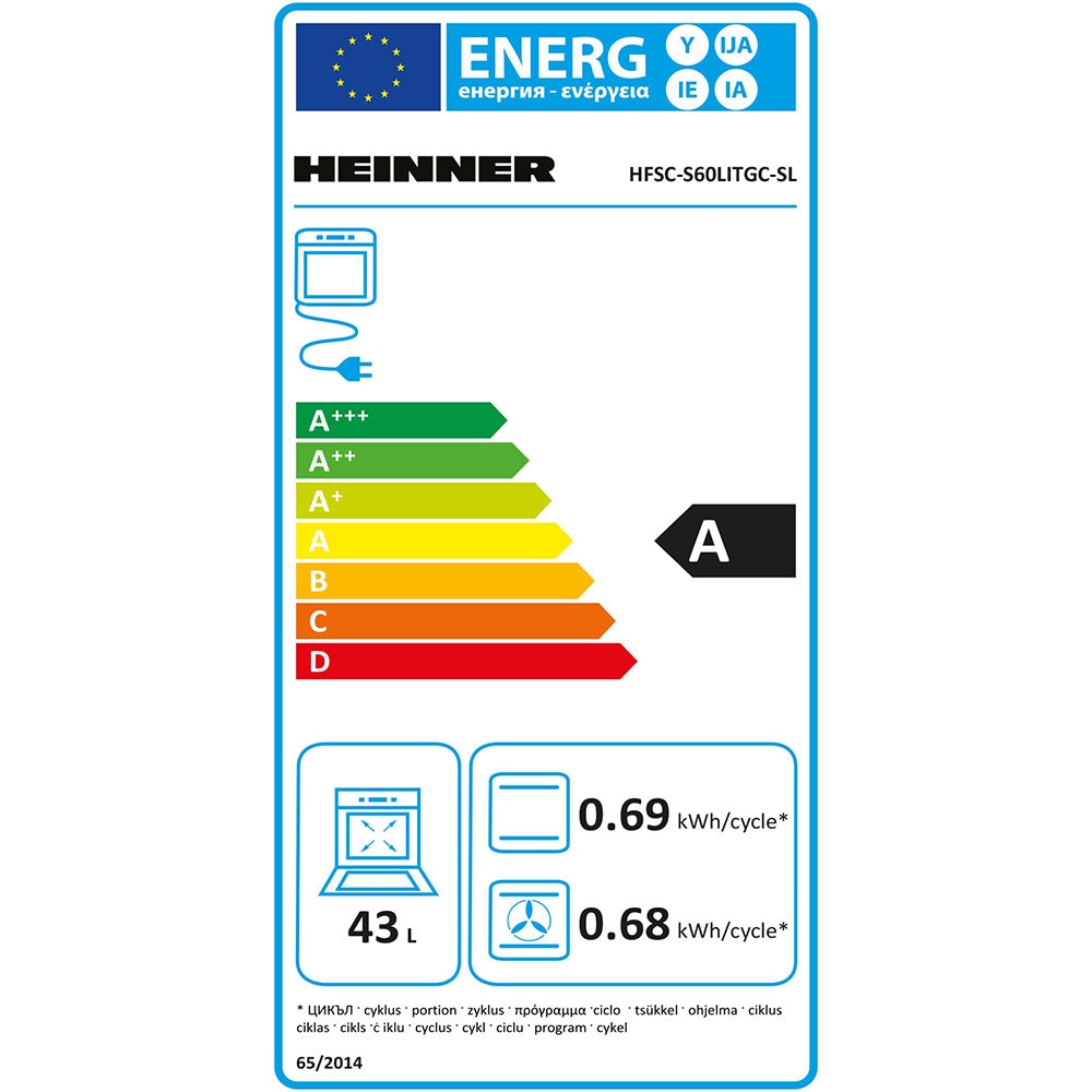 Heinner HFSC-S60LITGC-SL Gasfornuis 50 cm – 4 Zones – Oven 6 Functies – Grill
