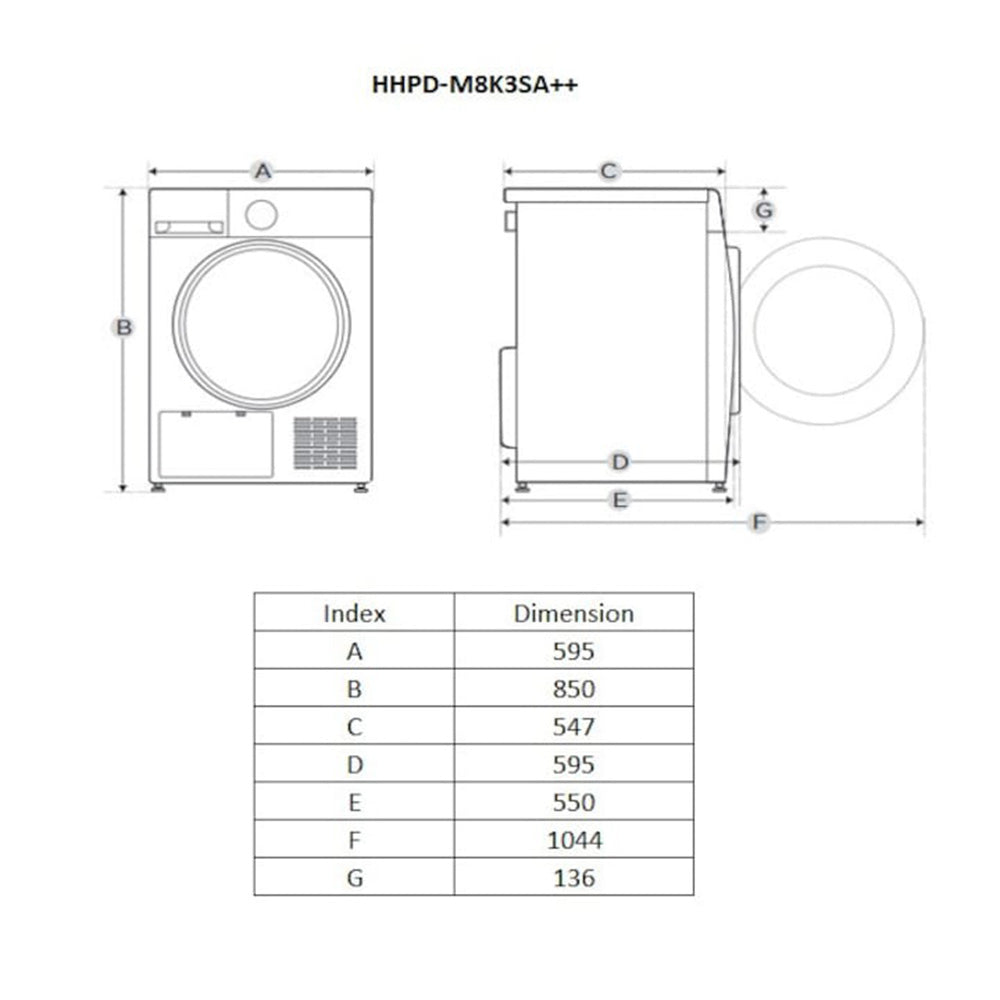 Heinner HHPD-M8K3SA++ Warmtepompdroger – 8 kg – Anti-Kreuk