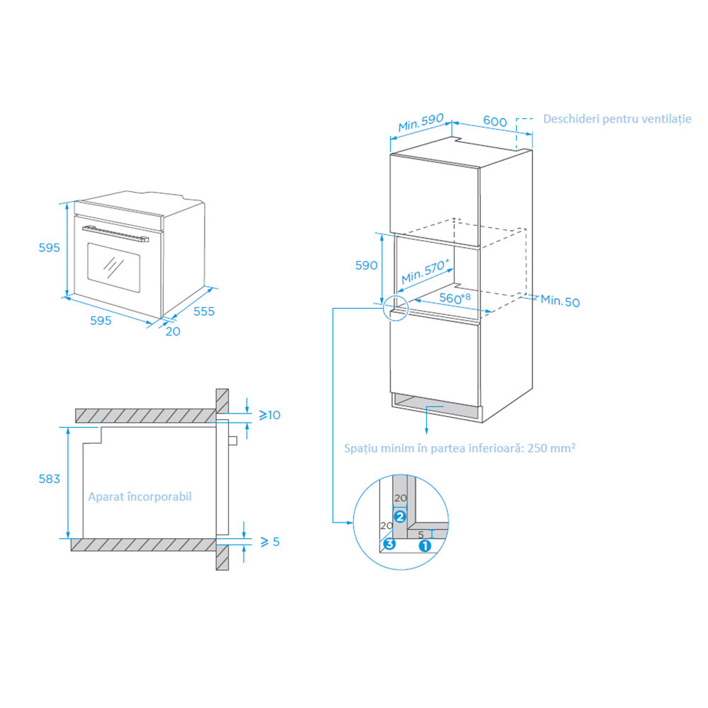 Heinner HBO-M709GCDRC-GBK Inbouw Oven 70 L – Hetelucht – Grill – Touch