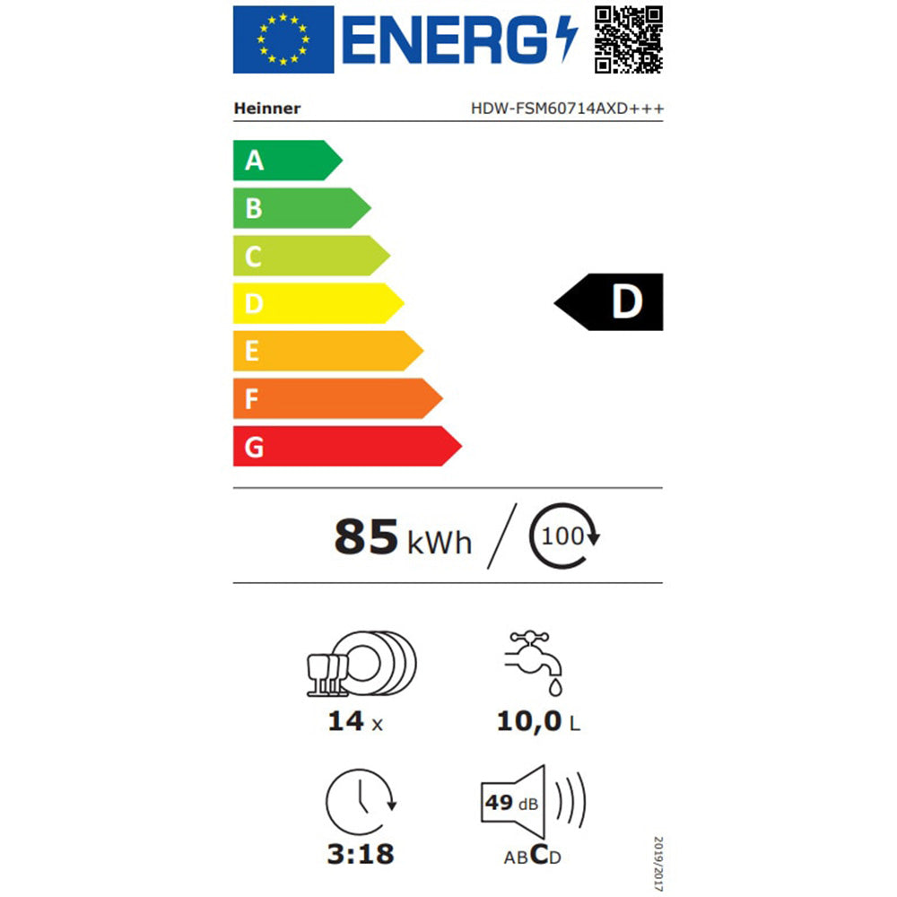 Heinner HDW-FSM60714AXD+++ Vaatwasser – 14 Couverts – Dual Zone
