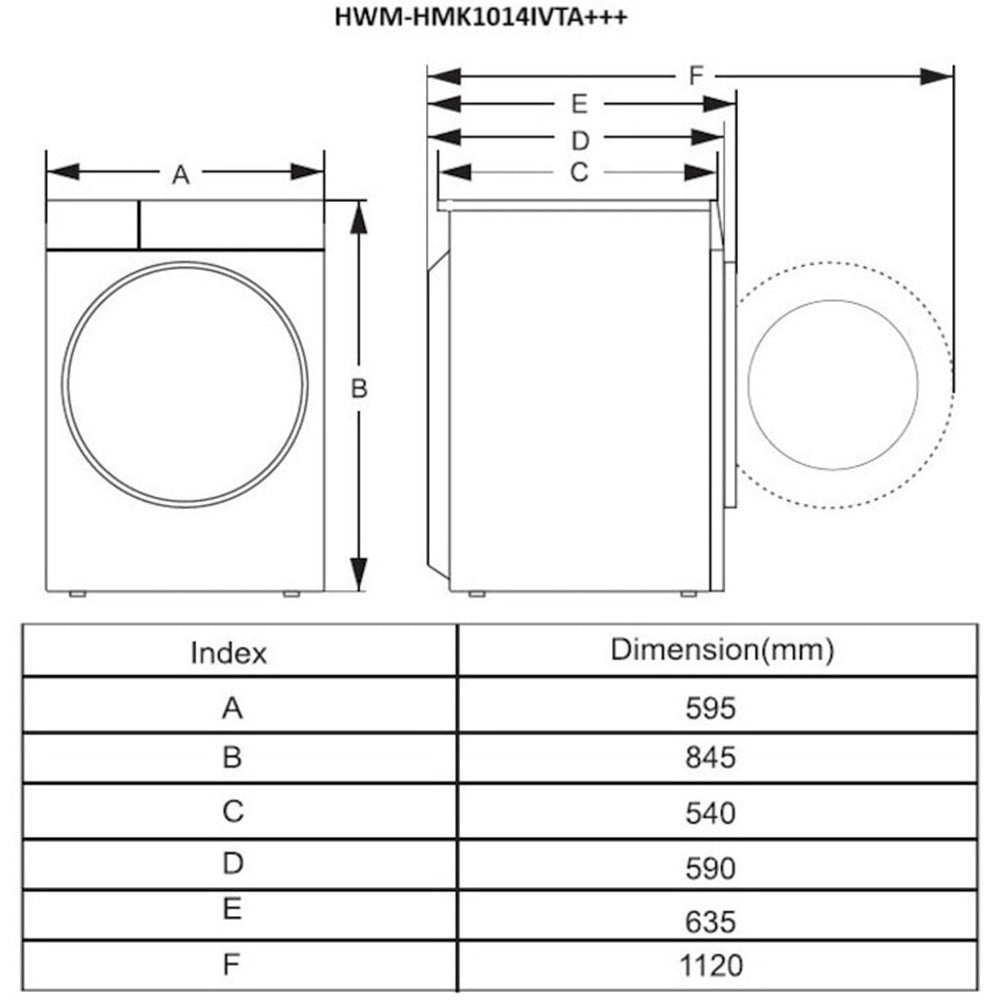 Heinner HWM-HMK1014IVTA+++ Wasmachine 10 kg – 1400 RPM