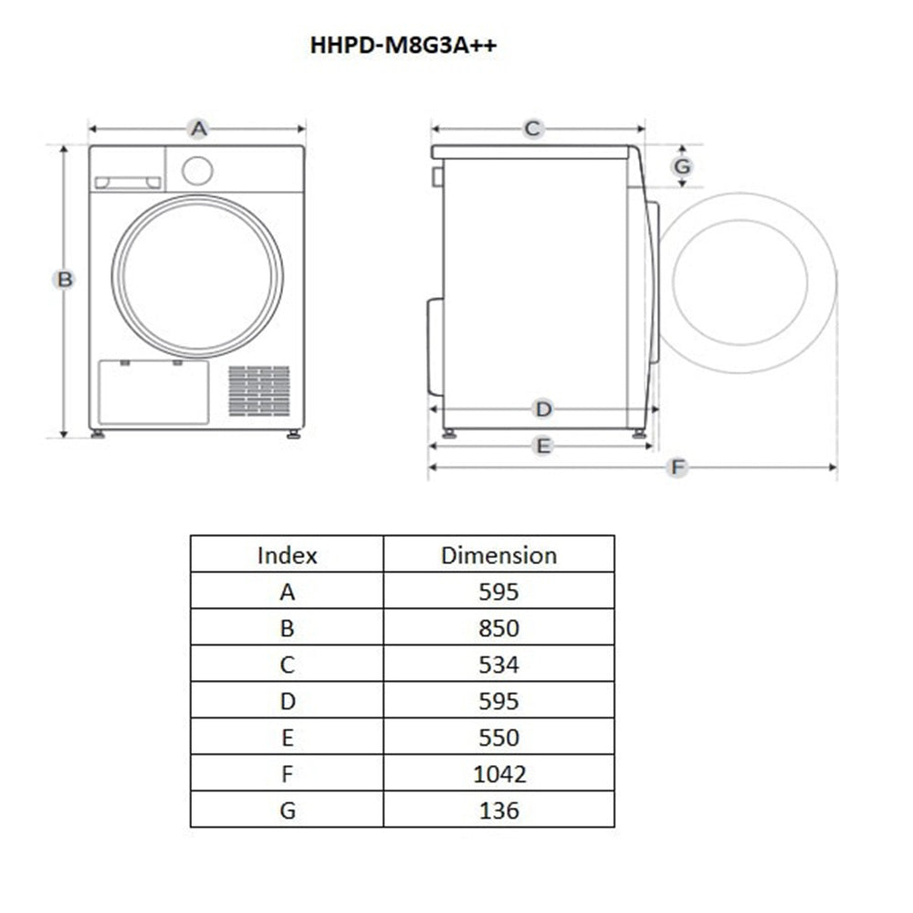 Heinner HHPD-M8G3A++ Warmtepompdroger – 8 kg – Anti-Sifon