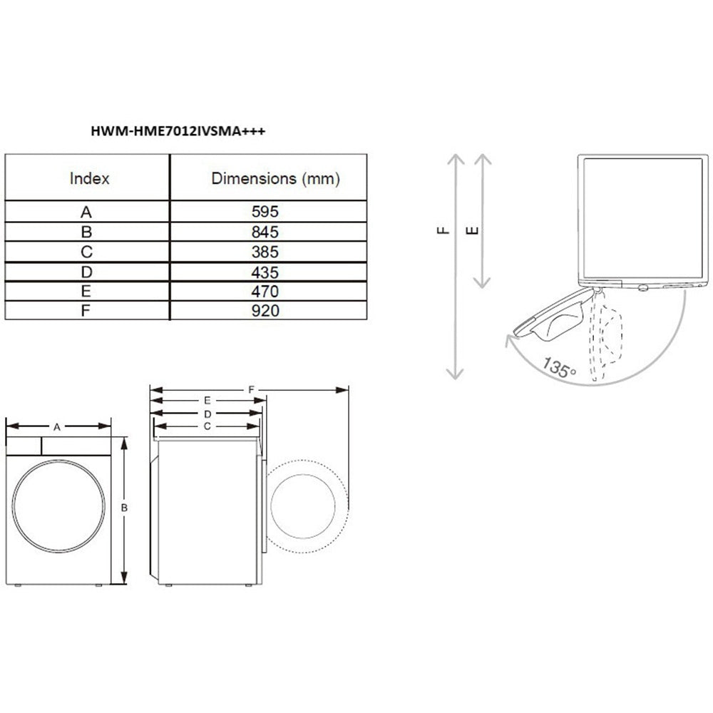 Heinner HWM-HME7012IVSMA+++ Slanke Wasmachine 7 kg – 1200 tpm - Inverter Motor