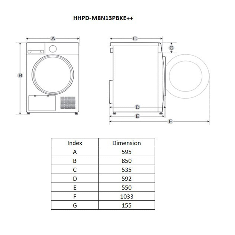 Heinner HHPD-M8N13PBKE++ Warmtepompdroger – 8 kg – Anti-Kreuk
