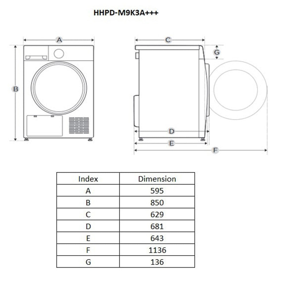 Heinner HHPD-M9K3A++ Warmtepompdroger – 9 kg – Anti-Kreuk