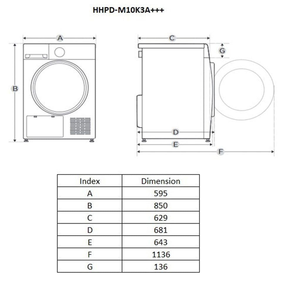 Heinner HHPD-M10K3A+++ Warmtepompdroger – 10 kg – Anti-Kreuk