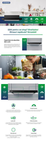 Heinner HTCH-MD400GBK afzuigkap – energielabel B – zwart glas