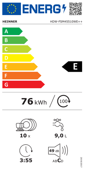 EU-energielabel HDW-FSM45510WE