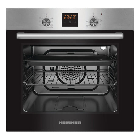 Four encastrable Heinner HBO-S567LDTGC-IX – 56 litres – chaleur tournante – gril – LED – photo du produit