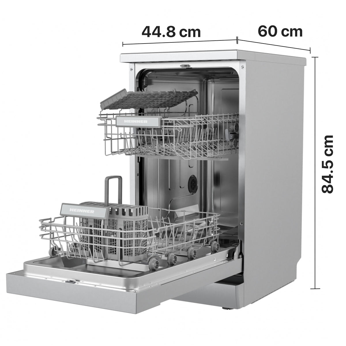 Heinner Freestanding Dishwasher HDW-FSM45609DXE – 9 place settings – AquaStop – energy class E – stainless steel – image 3