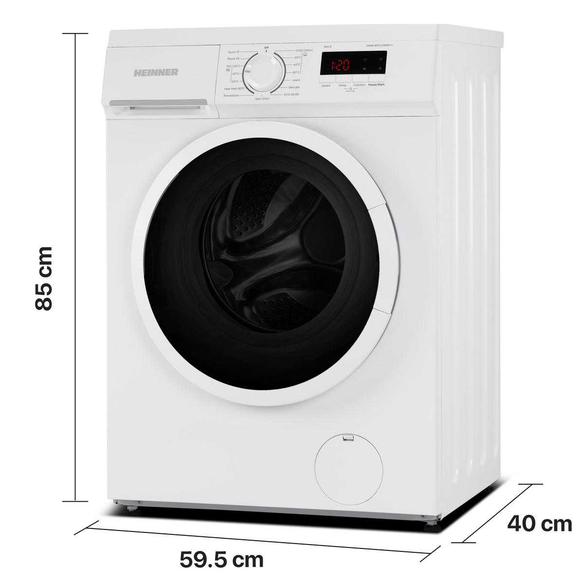 Wasmachine Heinner HWM-M7012SMD – 7 kg – 1200 toeren – smal – energielabel D