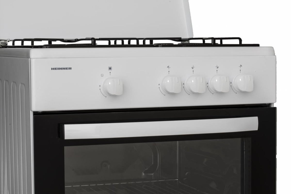 Heinner gasfornuis HFSC-SME60WH – 60 cm – 4 branders – elektrische oven – wit