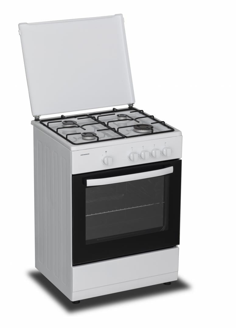 Heinner gasfornuis HFSC-SME60WH – 60 cm – 4 branders – elektrische oven – wit