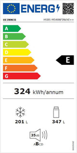 Heinner HSBS-M548NFINVXE Amerikaanse koelkast – 548 liter – No Frost – inverter – energielabel E – inox