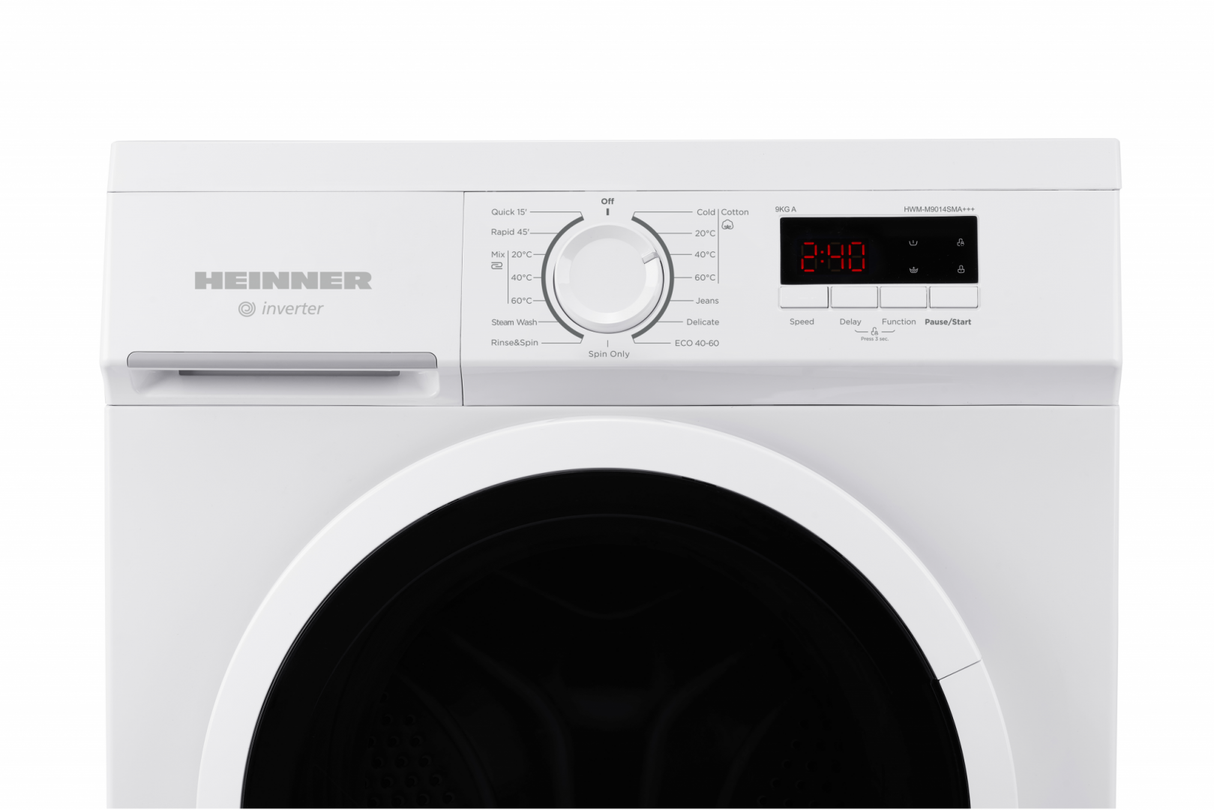 Heinner HWM-M9014SMA wasmachine – 9 kg – 1400 toeren – energielabel A – wit